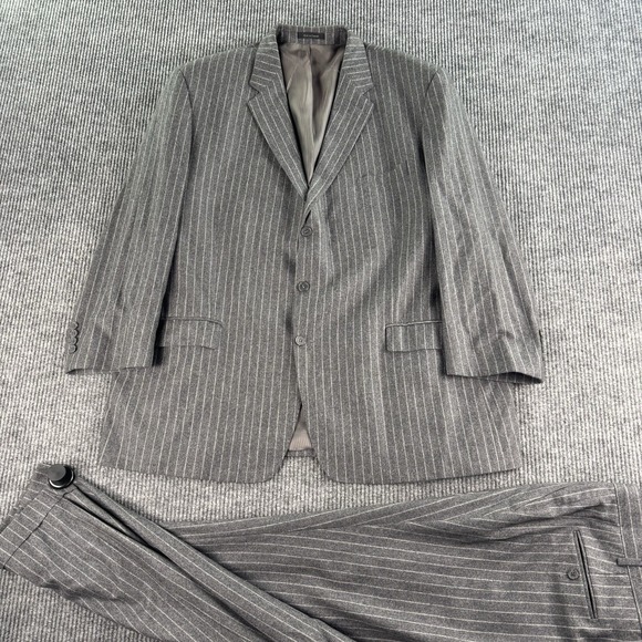 TALLIA Other - Vintage Tallia Suit 52L 44x28.5 Gray Wool Chalk Line Pleated Vitali Barberis VBC